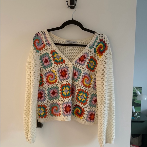 Cotton Emporium Sweaters - Cotton Emporium Multicolor Crochet Cardigan